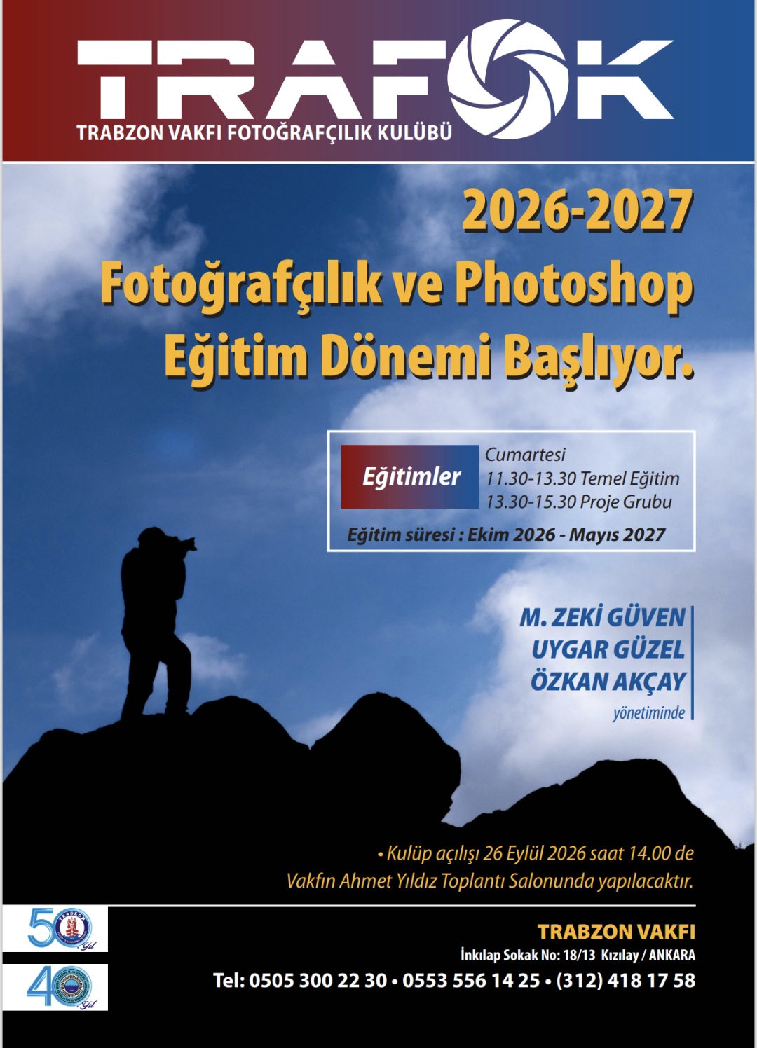 TRABZON VAKFI FOTOĞRAFÇILIK KULÜBÜ EĞİTİM DÖNEMİ BAŞLIYOR